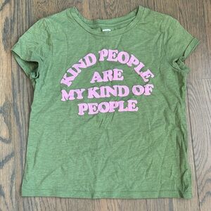 Old Navy Green Tee with Pink Text
